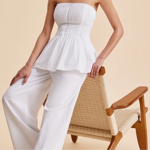 COMMENSE White Pleated Strapless Pleated Top NEW With Ticket - Picture 5 of 8